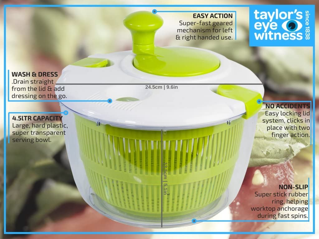 Large Salad Spinner & Vegetable Spinner 4.5 Easy Water Drain System &  Compact St