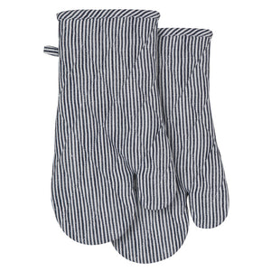 Ladelle Lina Gauntlet Oven Mitt - Set of 2, Navy Stripe