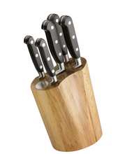 Load image into Gallery viewer, Sabatier Oak and Stainless Steel Slotted Knife Block and 5 Piece Knife Set
