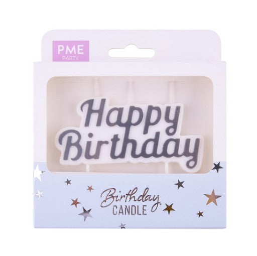 PME Happy Birthday Candle - Silver