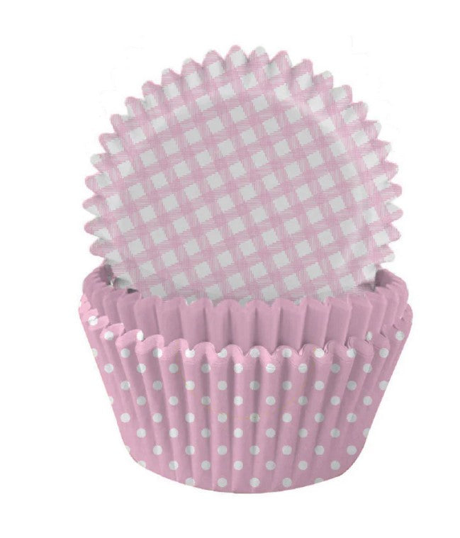 Anniversary House Cupcake Cases - Pink Gingham & Polka Dot