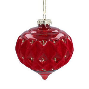 Gisela Graham Glass Bauble, Red Faceted