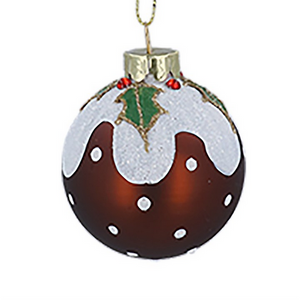 Gisela Graham Glass Bauble,  Christmas Pudding