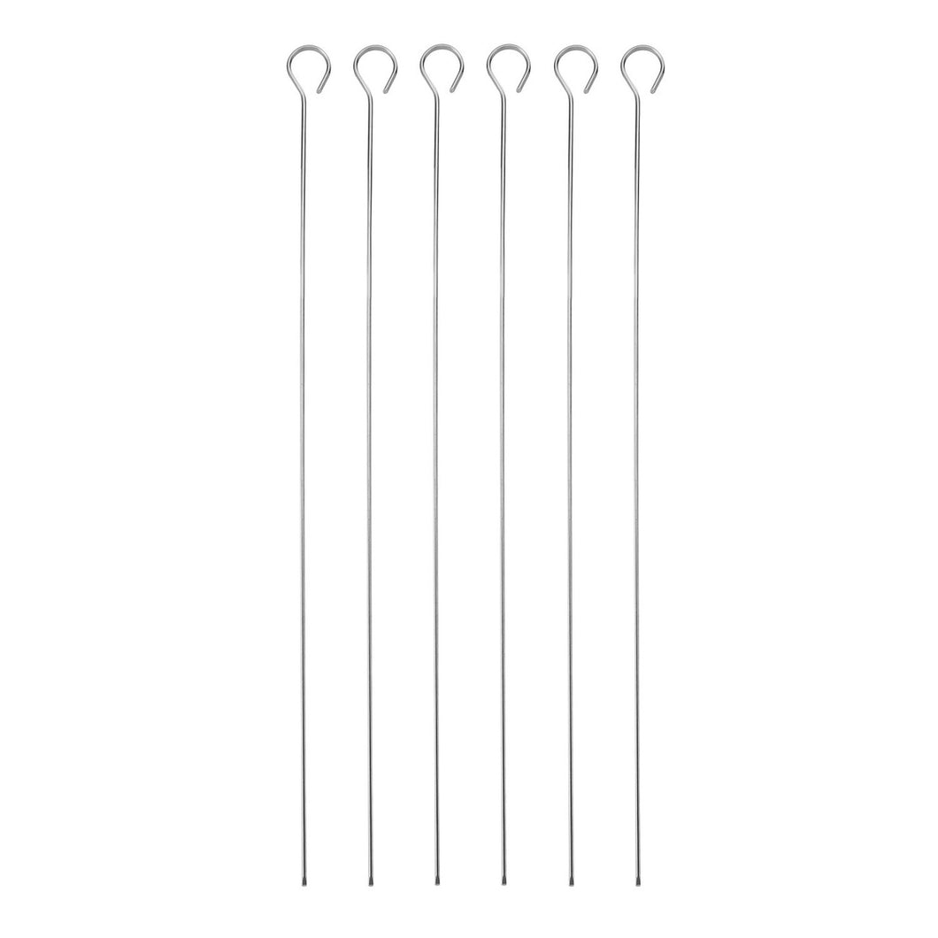 MasterClass Stainless Steel Flat Sided Skewers, Set of 6, 40cm