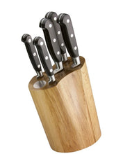 Load image into Gallery viewer, Sabatier Oak and Stainless Steel Slotted Knife Block and 5 Piece Knife Set
