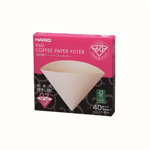 Hario V60 Coffee Filter Papers Size 03 - Brown - (40 Pack Boxed)